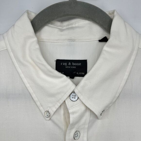 Rag & Bone 2XL Fit 2 Tomlin Button Down Shirt Heather Melange Cream Cotton - Picture 3 of 10